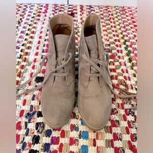 Heeled Lace-Up Booties, Taupe, Good Condition, Size 8, Universal Thread